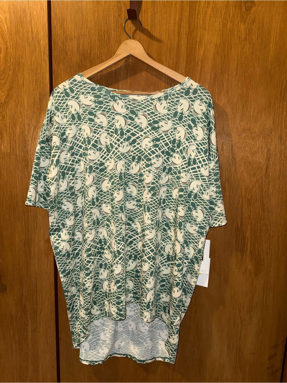 Lularoe Disney Mickey Mouse Green & Cream Irma